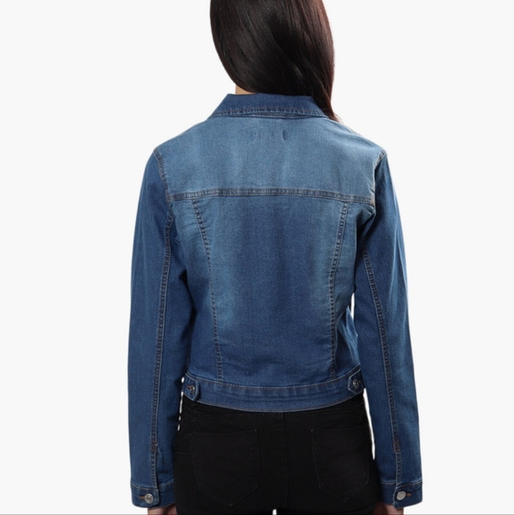 New Look || Blue Buttoned Flap Pocket Denim Jean Jacket - Picture 2 of 8